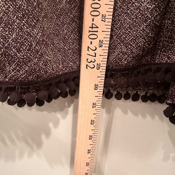 Chocolate Brown Skirt Vintage with Medallion Accent & Pom-Pom Trim Sz 8 - Picture 4 of 10